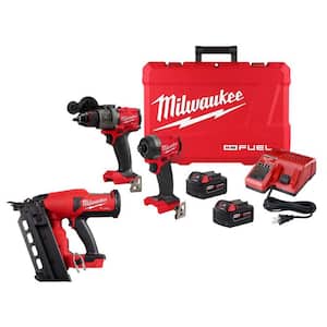 M18 FUEL 18-Volt Lithium-Ion Brushless Cordless Duplex Nailer with M18 FUEL Hammer Drill and Impact Driver Combo Kit