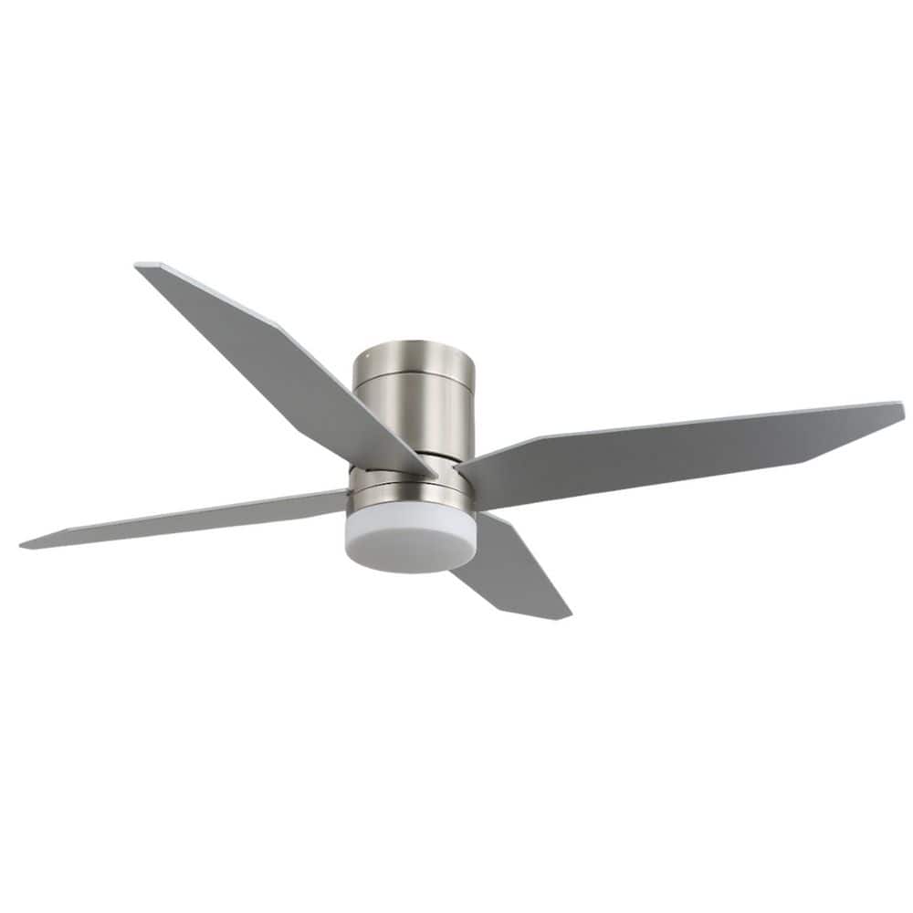 52 in. Modern Rustic Flush Mount Ceiling Fan with Light, 4 Wood Blades, DC Motor, 6-Speed Reversible for Living Room price history on PriceWatchPro