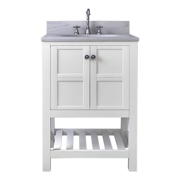 Palmdale 25 In W X 34 H Bath Vanity White With Marble Top Basin Vh25wt The Home Depot - 34 Inch Bathroom Sink Top