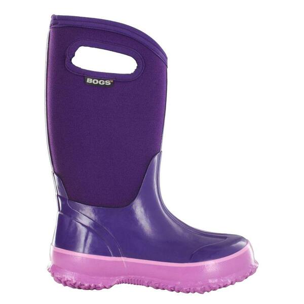 BOGS Classic High Handles Kids 10 in. Size 1 Grape Rubber with Neoprene Waterproof Boot