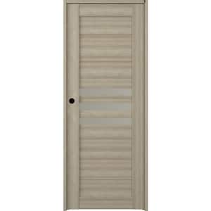 Dome 32 in. x 96 in. Right-Hand Frosted Glass Shambor Solid Core Wood Composite Single Prehung Interior Door