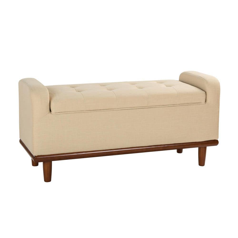 Jayden Creation Christoph Linen Upholstered Flip Top Storage Bench With