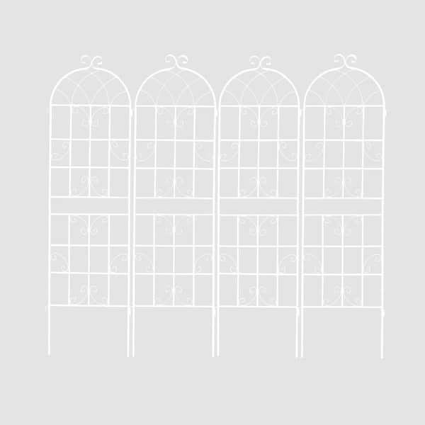 Tenleaf 80 in. x 71 in. in White Metal Garden Trellis for Climbing Plants Outdoor Flower Support (4-Pack)