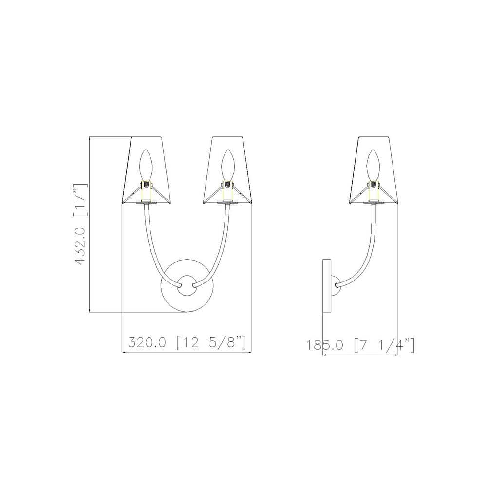 Matte Black and White 2-Light Wall Sconce