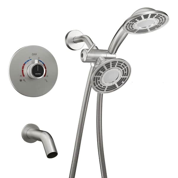 CASAINC 3-Spray Patterns with 1.8 GPM 5 in. Wall Mount Rain and Mist Fixed Shower Head in Brushed Nickel