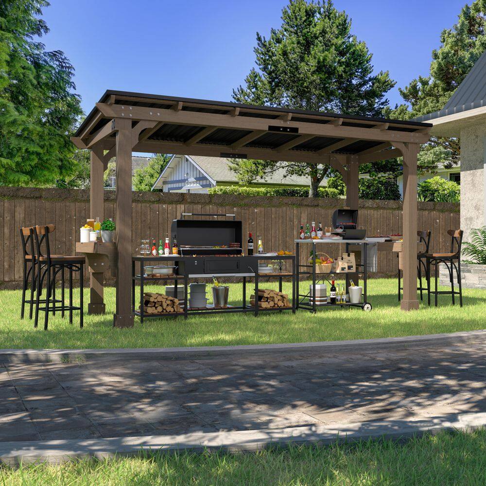 13 ft. W x 6 ft. D Wooden Grill Gazebo Outdoor with Steel Roof price history on PriceWatchPro