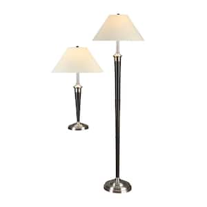 Classic Cordinates31 in. Table and 71 in. Espresso and Brushed Steel Floor Lamp (2-Piece)