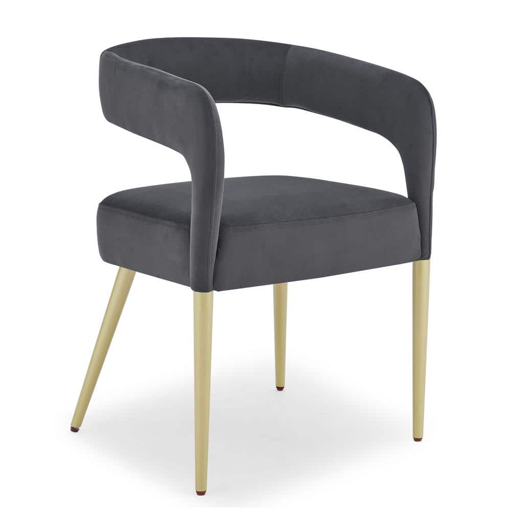 Gray Flannel Arm Chair Barrel Upholstered Single Lounge Chair with Open Bac