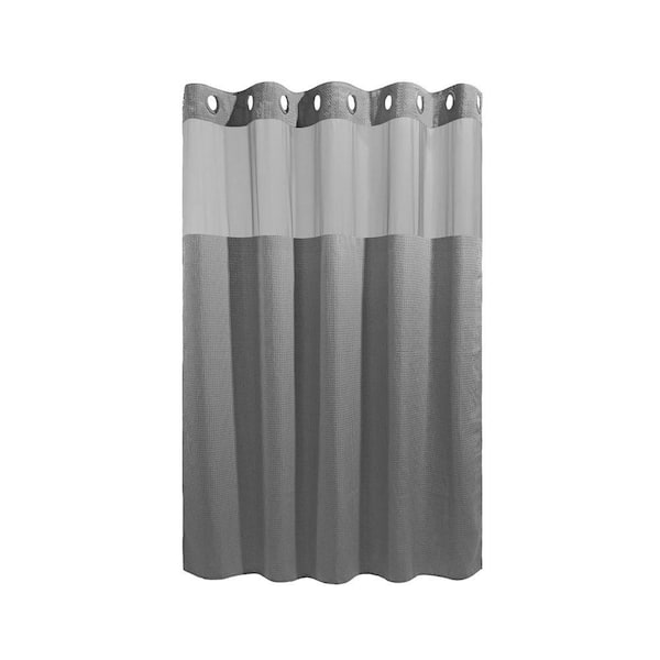 71 in. W x 74 in. L Polyester Shower Curtain Heavy Duty Waffle