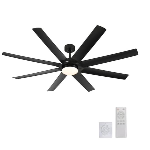 Byteany 6 ft. Indoor Black 110-Volt 180 RPM Industrial HVLS Ceiling Fan with Reversible DC Motor, Remote Control and Light