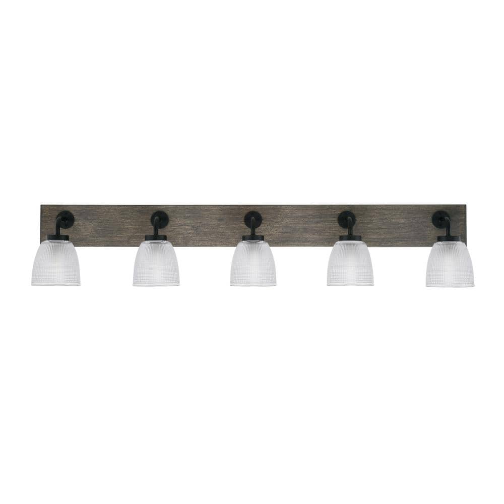 Quntis 5-Light Black Bathroom Light Fixtures With 5 Color Modes