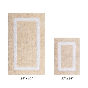 Hotel Collection Sand/White (17" x 24" : 24" x 40") 100% Cotton 2 Piece Bath Rug Set