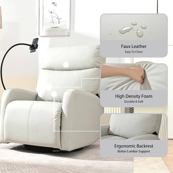 CHITA Electric Power Recliner Swivel Glider Set Of 2, Upholstered Faux Leather Nursery Chair Living Room Reclining Sofa Chair Charcoal Gray