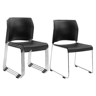 Black Polypropylene Plastic Stack Chair (4-Pack)