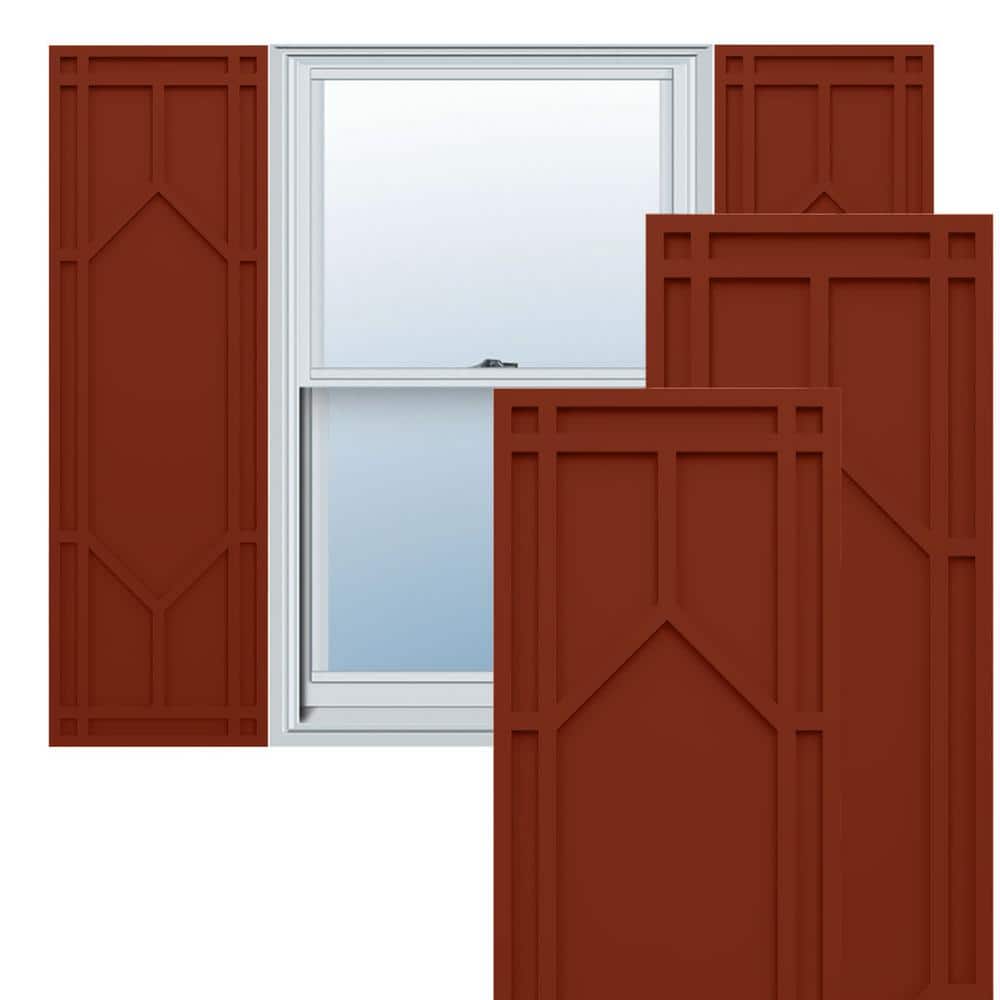 True Fit PVC 18 in. W x 42 in. H Raised Panel Vinyl Shutters Pair in Pepper Red price history on PriceWatchPro
