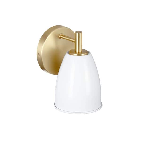 Designers Fountain - Biba 5.25 in. 1-Light Brushed Gold Modern Wall Sconce with Ice Mist Metal Shade
