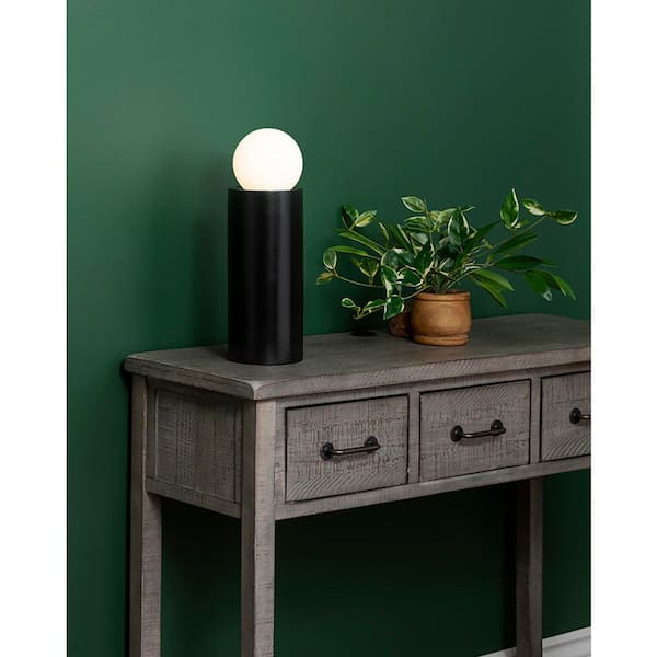 Pillar 16.5 in. Carbon-Matte Black Ceramic Table Lamp