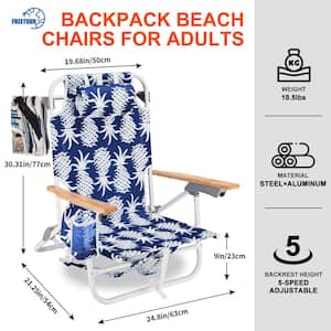 Blue Pineapple Aluminium Folding Beach Chair with Pouch