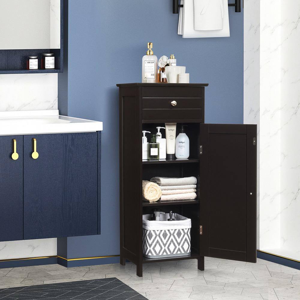 Abilene Dark Brown Bathroom Floor Cabinet with Adjustable Shelves