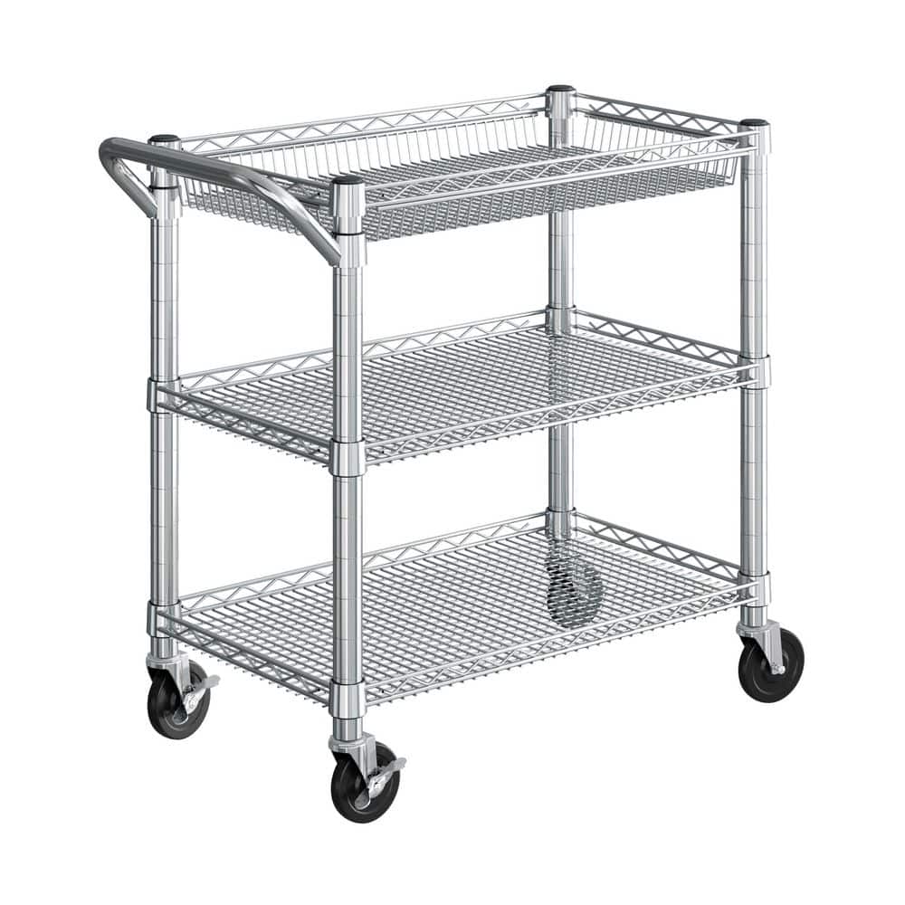 Heavy-Duty UltraZinc Steel Utility Cart with Adjustable Shelves