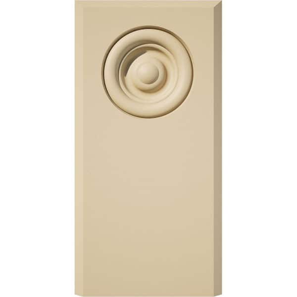 Ekena Millwork 4-in W x 8-in H x 1-in P Standard Foster Bullseye Plinth Block with Beveled Edge (4-Pack)