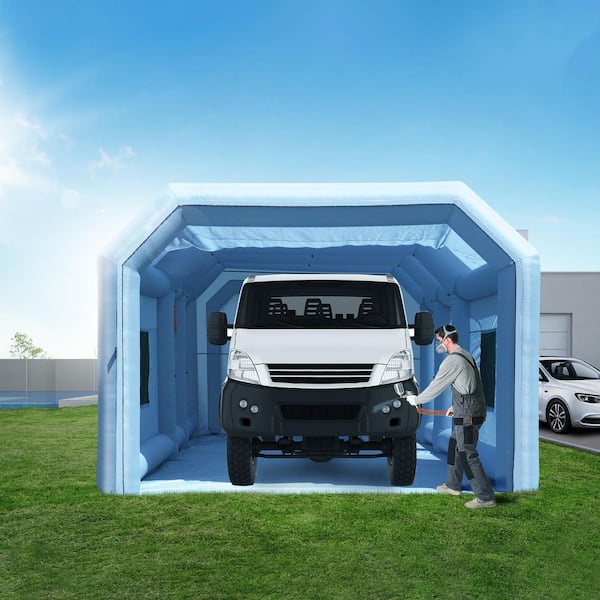 Inflatable Paint Booth, 29.5 x 15.7 x 11.8 ft., 950W+750W Powerful Blowers and Air Filter System, Portable