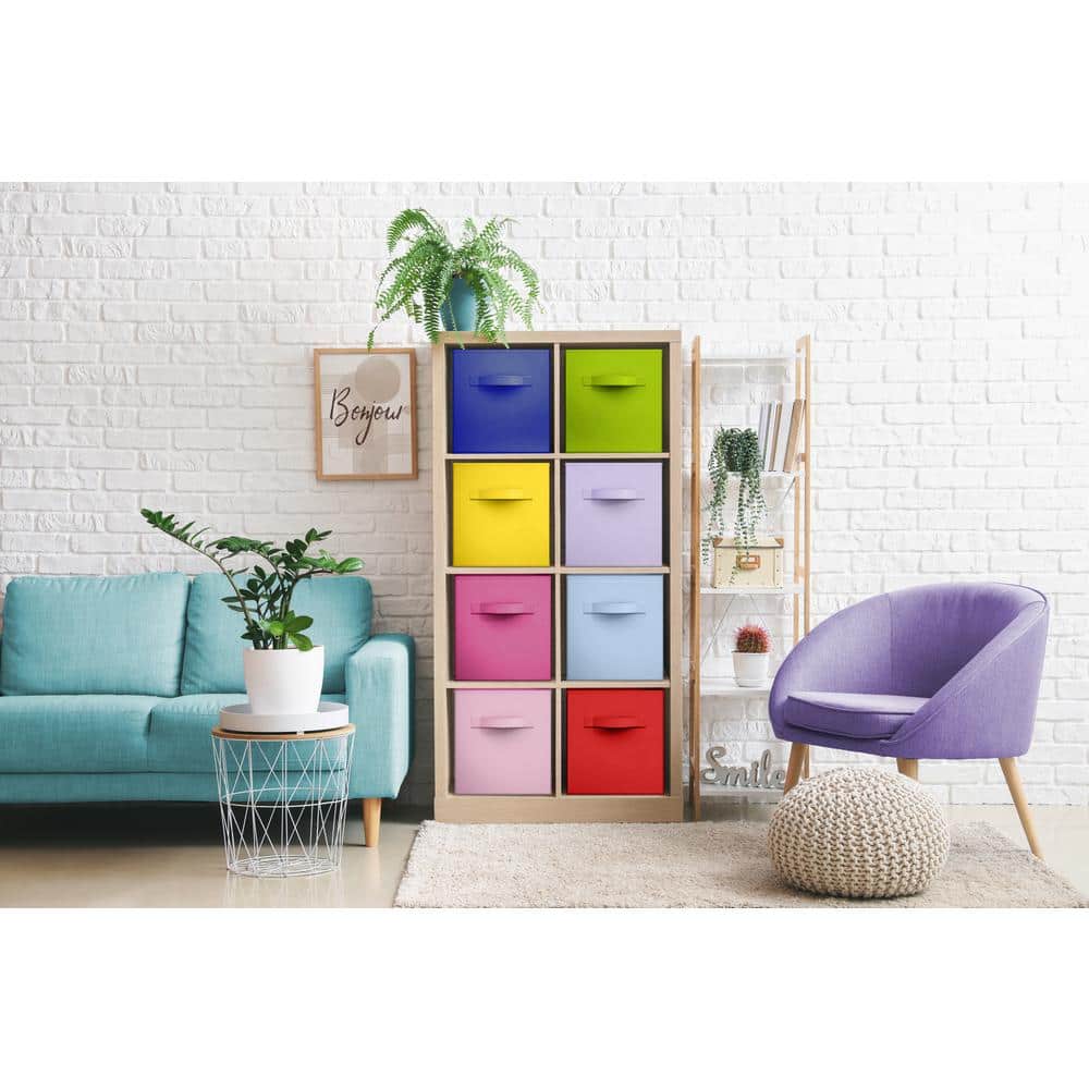 Storage Cubes with Handles, Multicolored 13 in. x 13 in. H Fabric Decorativ