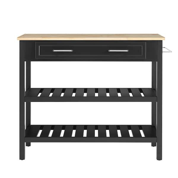 Sarah Black Wood 42 in. Kitchen Island SKEGL19379BBK - The Home Depot