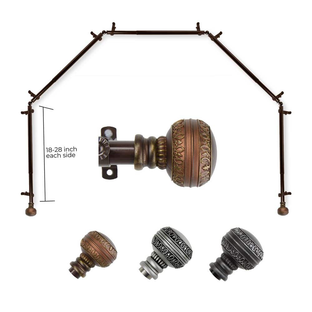 "13/16"" Ornament 5-Sided Bay Window Curtain Rod (18-28 inch each side)-Cocoa" price history on PriceWatchPro