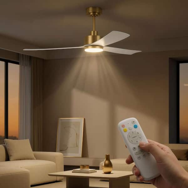 kou　52℃ OUKANING 52 in. Indoor Gold Modern 6-Speed Ceiling Fan with