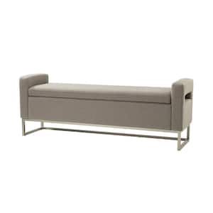 Justo Wide Grey Storage Bench with Metal Legs 59.1 in.