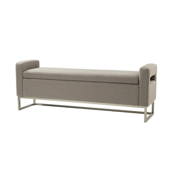ARTFUL LIVING DESIGN Justo Wide Grey Storage Bench with Metal Legs 59.1
