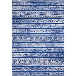 Whimsicle Navy Ivory 5 ft. x 7 ft. Abstract Contemporary Area Rug