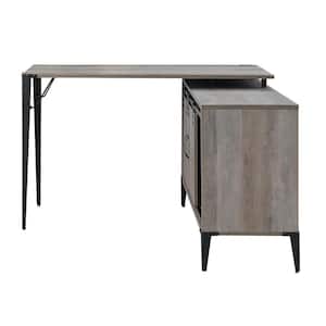 48 in. L Shape Gray and Black Manufactured Wood Writing Desk