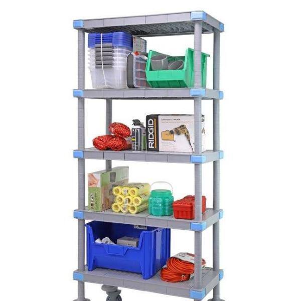 HDX 5-Tier Plastic Garage Storage Shelving Unit in Gray (36 in. W x 72 in.  H x 18 in. D) 127932 - The Home Depot