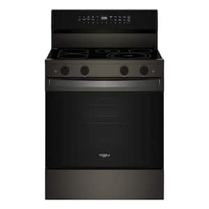 30 in. 5 Burner Elements Freestanding Electric Range in Black-on-Stainless with Air Cooking Technology