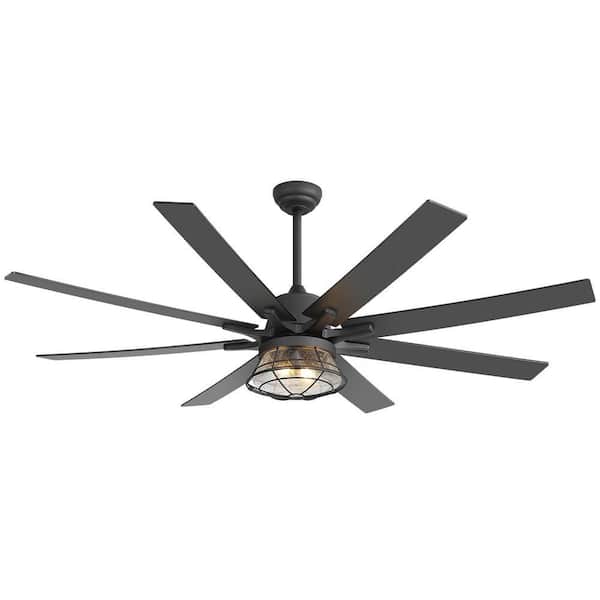 65 in. Traditional Ceiling Fan with 8 Plywood Blades-Remote Included-Downrod Mount for Dining room/Bedroom