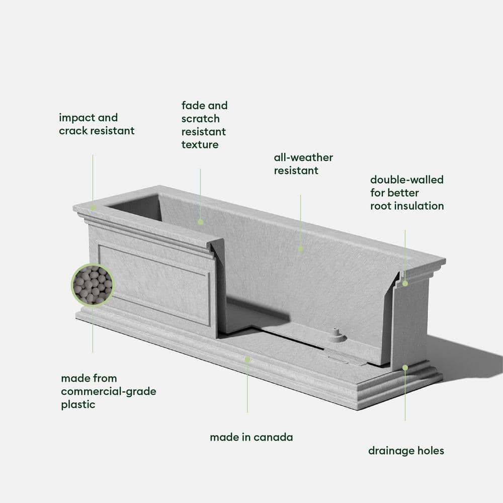 Gray 36" Recycled Plastic Outdoor/Indoor Window Box Planter Set