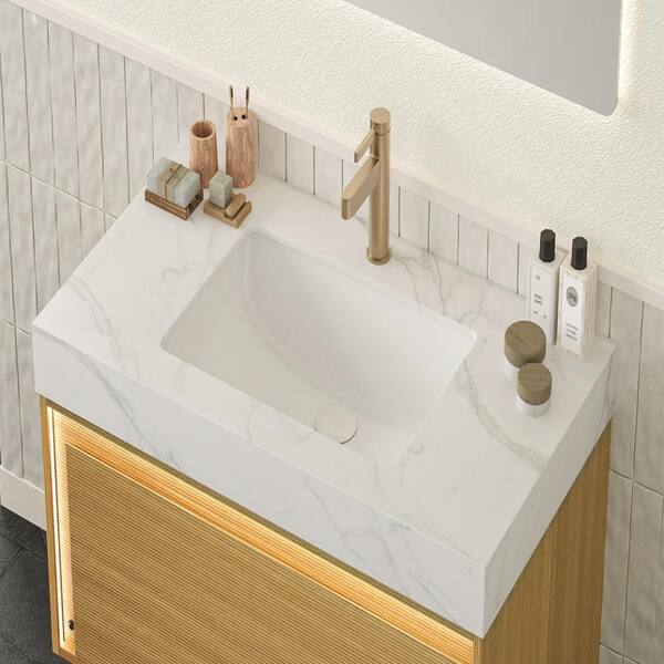TCYO 36 in. Undermount Rectangular Bathroom Sink in White with