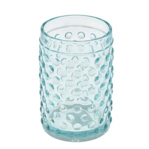 3 in. Dia x 4-1/2 in. H Transparent Blue Dot Glass Tumbler, Toothbrush Holder