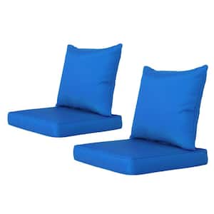 Outdoor/Indoor Deep-Seat Cushion 24 in. x 24 in. x 4 in. For The Patio, Backyard and Sofa Set of 2 Navy Blue