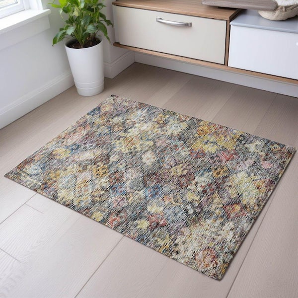 Mayfield Premium Machine Washable Abstract AMF1109 Gold 2 ft. x 3 ft. Area Rug