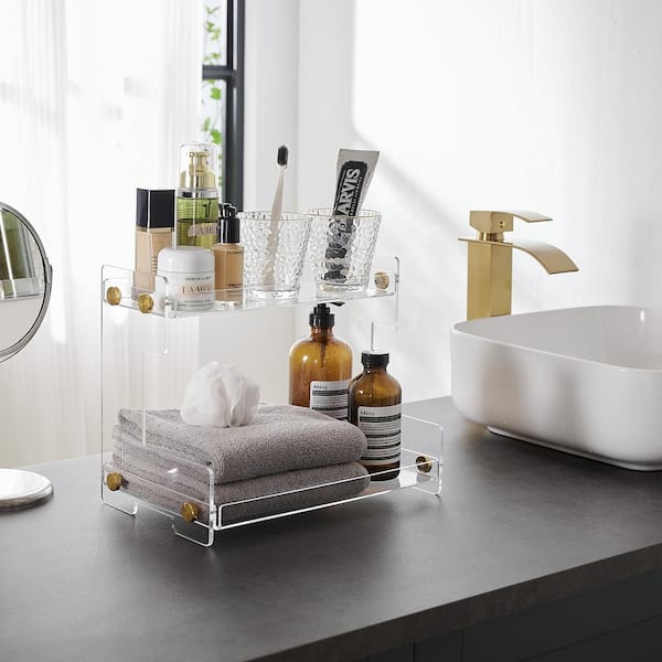 mDesign Plastic Toiletry Organizer for Bathroom - Storage Holder Bin  w/Handles for Vanity, Drawers, Dresser - Holds Hair Products, Makeup,  Lotion