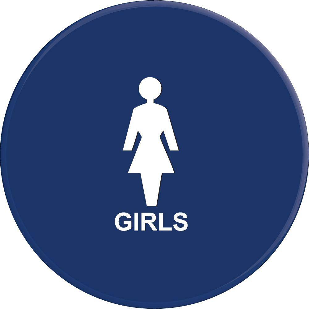 UPC 762529017289 product image for Lynch Sign 12 in. Girls Blue Circle Restroom Sign, Blue Background with White Hi | upcitemdb.com