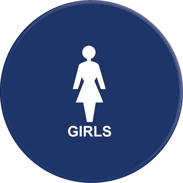 Lynch Sign 12 in. Girls Blue Circle Restroom Sign