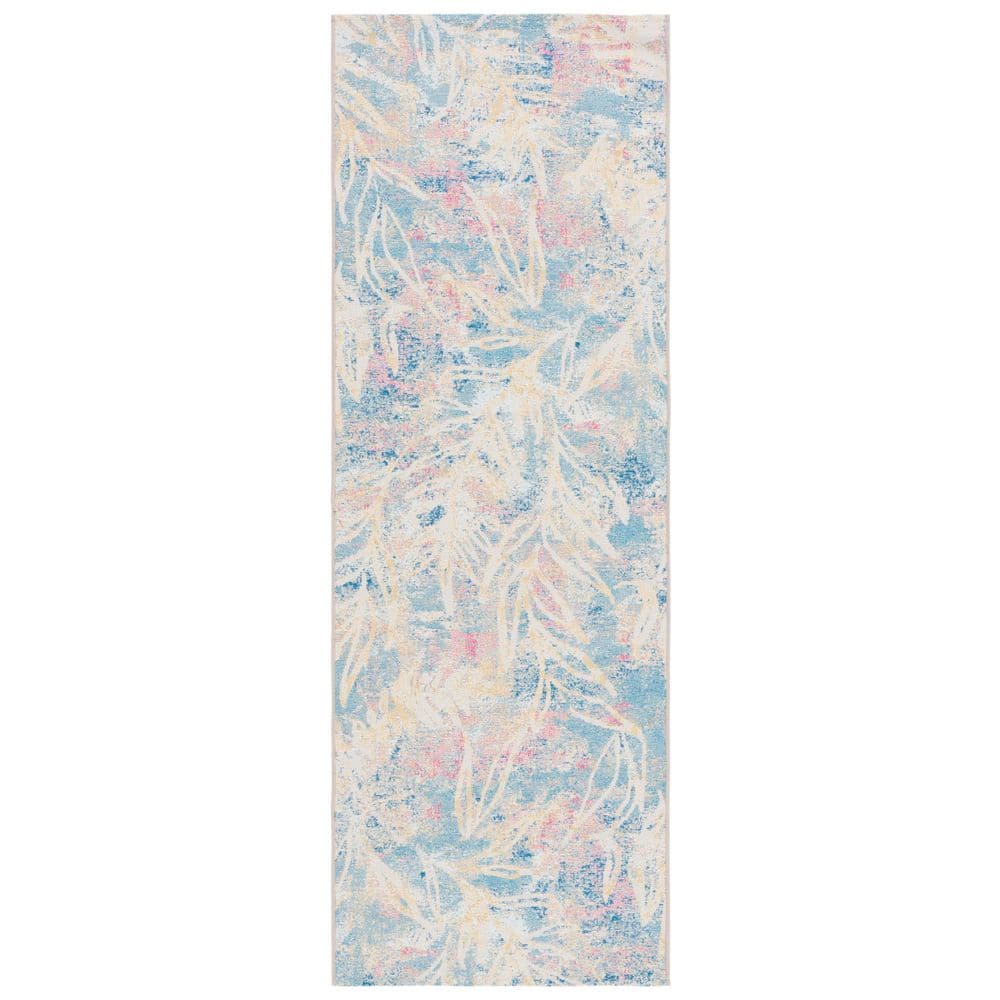 Barbados Light Blue/Ivory 3 ft. x 8 ft. Abstract Splatter Indoor/Outdoor Runner Rug price history on PriceWatchPro