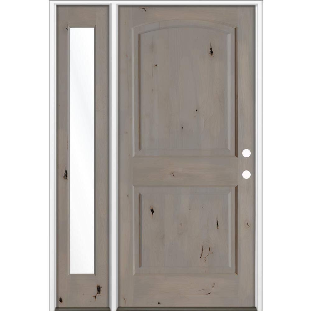 44 in. x 80 in. Knotty Alder 2-Panel Left-Hand/Inswing Clear Glass Weathered Gray Stain Wood Prehung Front Door LFSL price history on PriceWatchPro