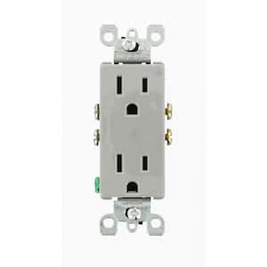 Decora 15 Amp Residential Grade Self Grounding Duplex Outlet, Gray