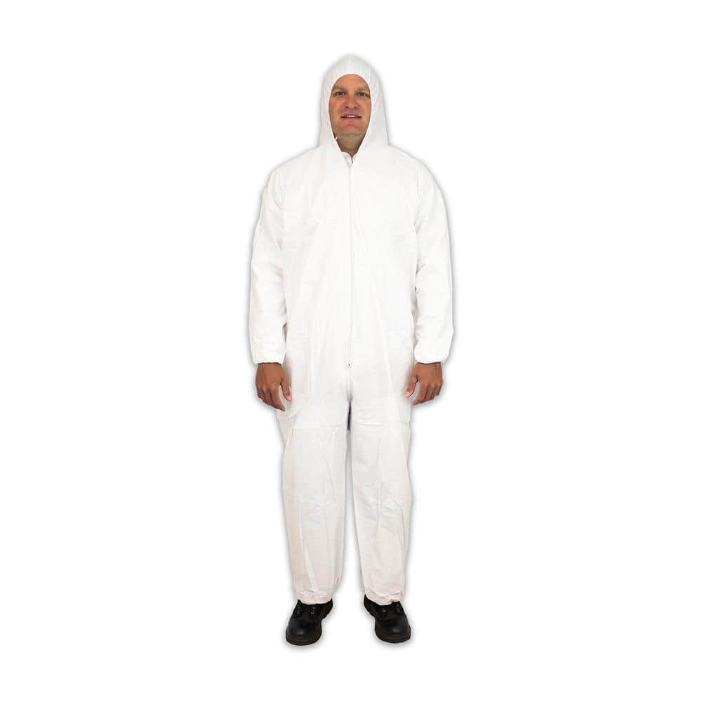 White 2XL Size 25 Pcs Shield Safety Disposable Polypropylene Coverall with Hood 