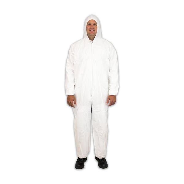 THE SAFETY ZONE Disposable Unisex Coverall XLarge White Polypropylene